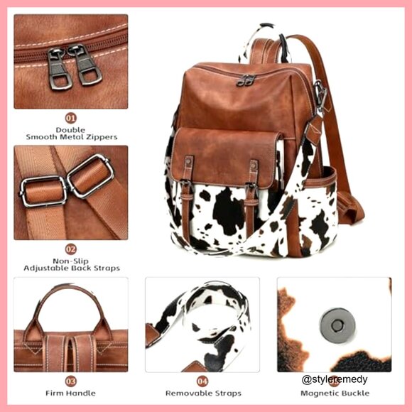 PU Leather Backpack Purse for Women Convertible Shoulder Bag Travel main image 6